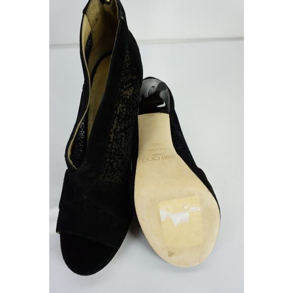 Jimmy Choo Vivid Black Lace Suede Platform Peep Booties Size 40.5 10.5 New $890 - Picture 10 of 10